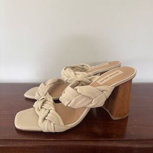 Antonio Melani Cream Wove Block Heel Women’s Size 10 Made In Brazil Summer Boho
